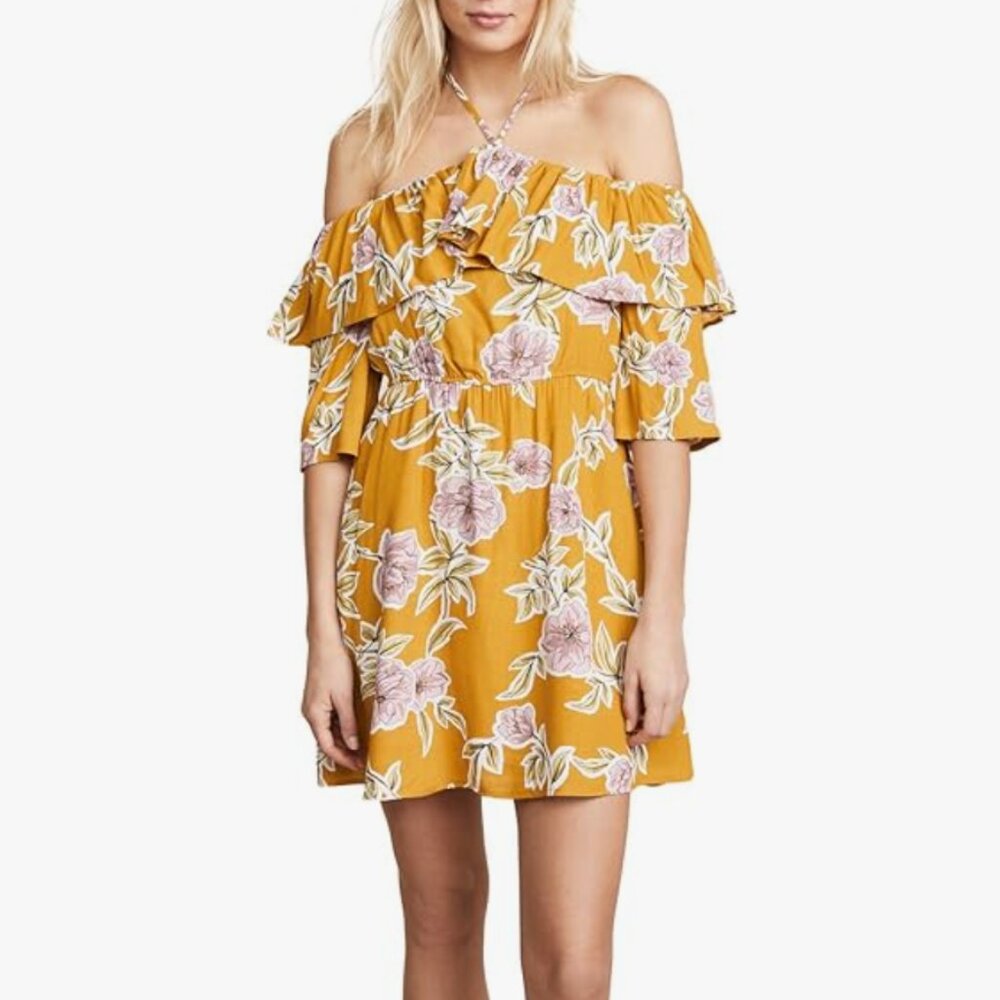 Cupcakes & Cashmere Fonda Ruffle Detail Floral Print Mini Dress Halter Neck XS
